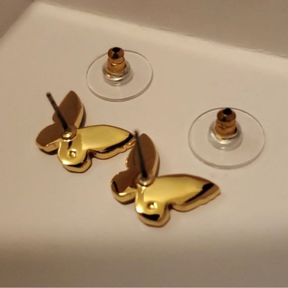 New KATE SPADE mother of pearl/gold plated butterfly stud earrings - Picture 3 of 5